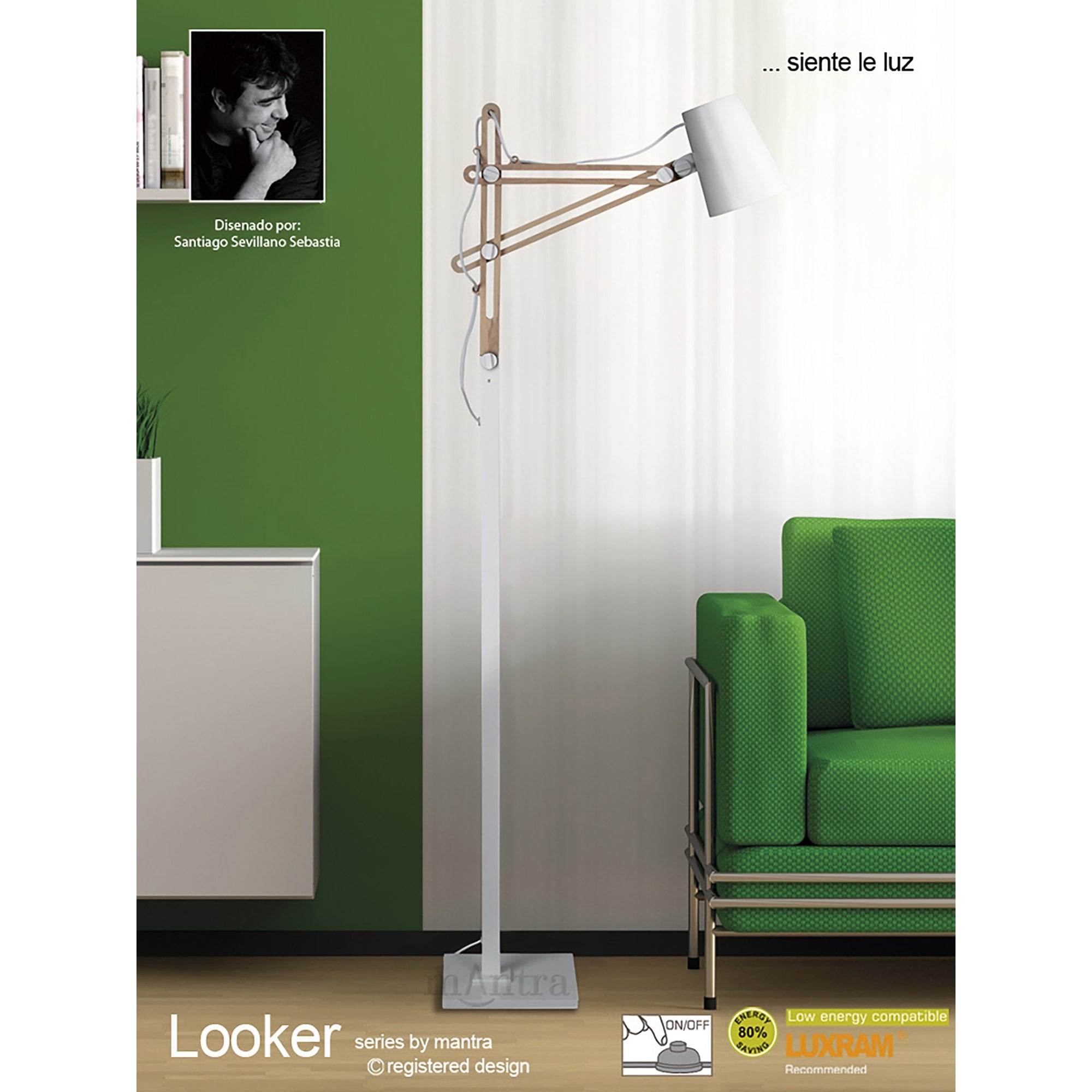 M3771 Looker Pendant 3 Light E27 Matt White / Beech