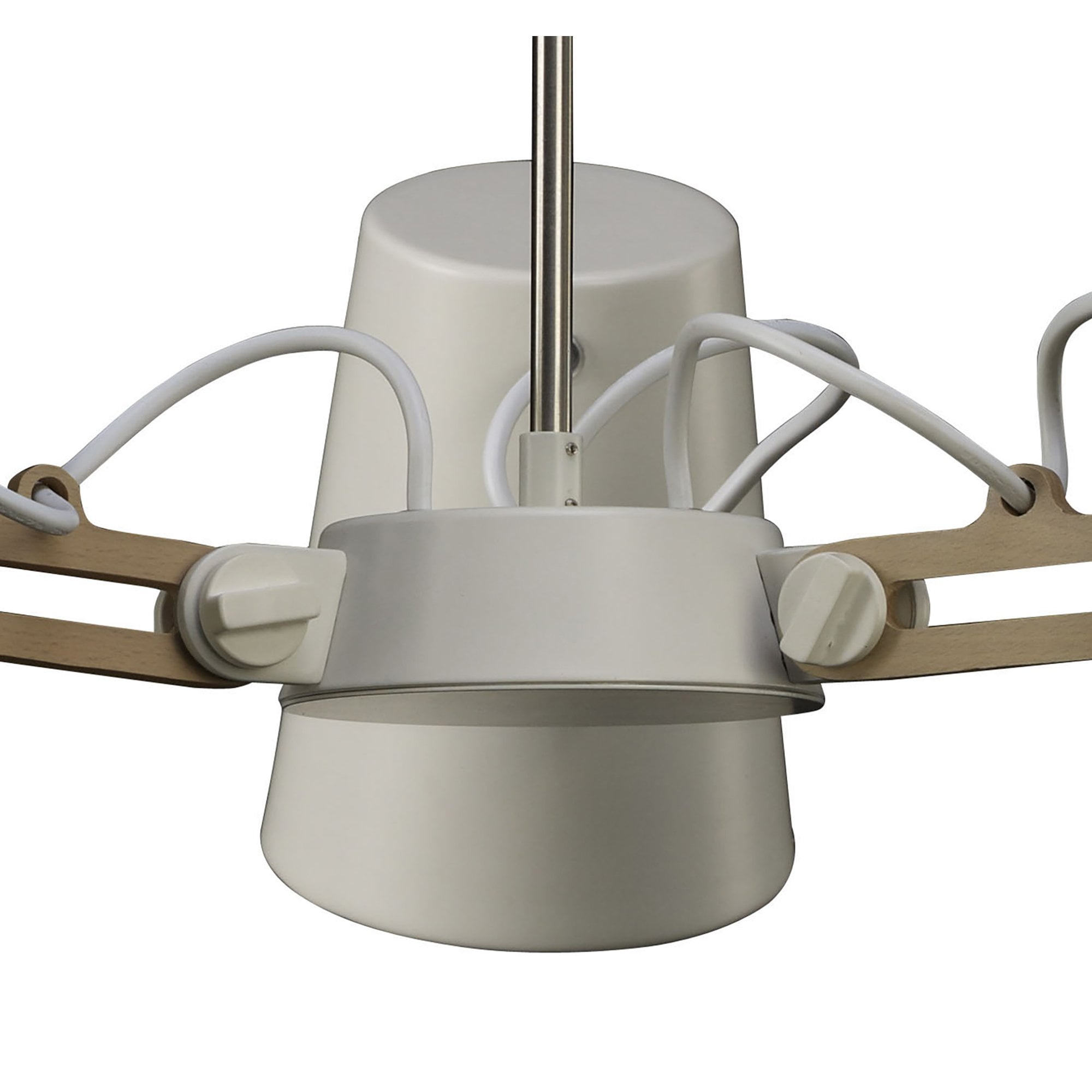 M3771 Looker Pendant 3 Light E27 Matt White / Beech