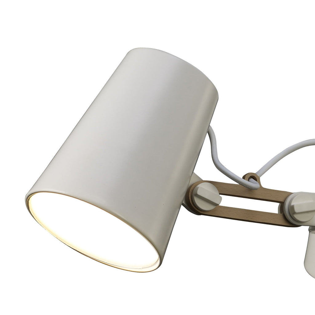 M3771 Looker Pendant 3 Light E27 Matt White / Beech