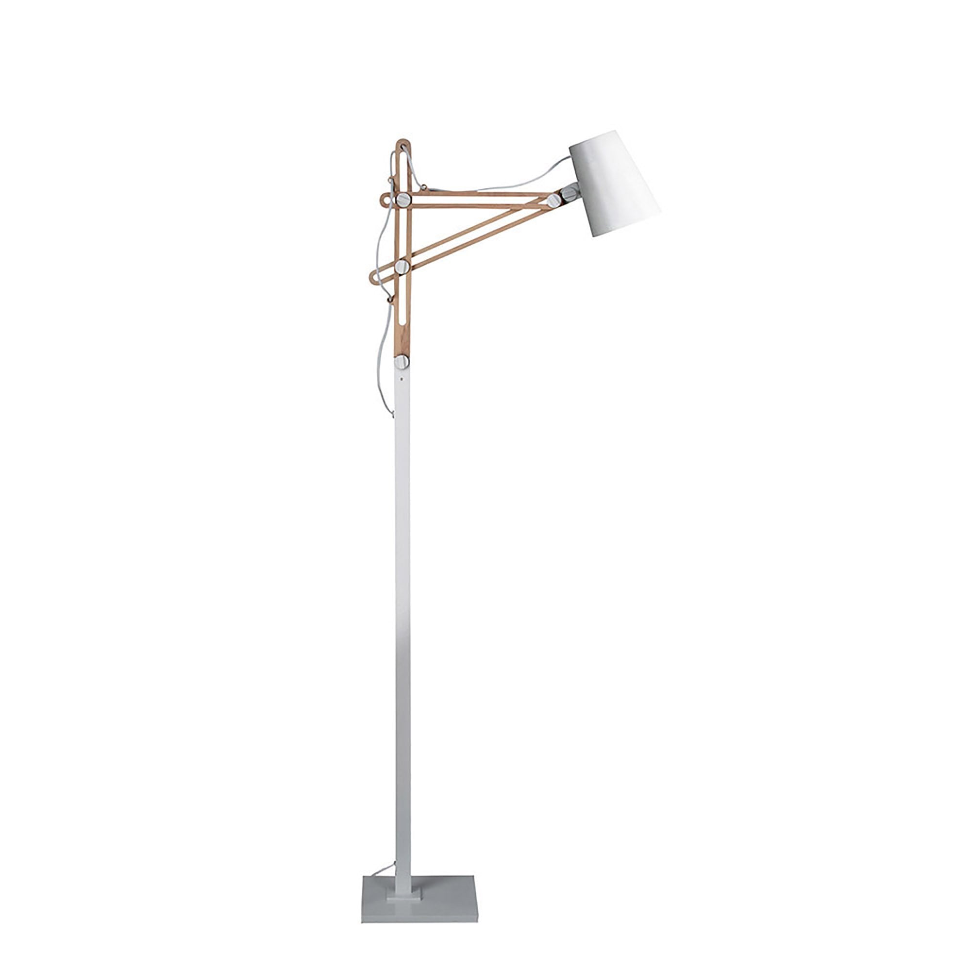 M3774 Looker Floor Lamp 1 Light E27 Matt White/Beech