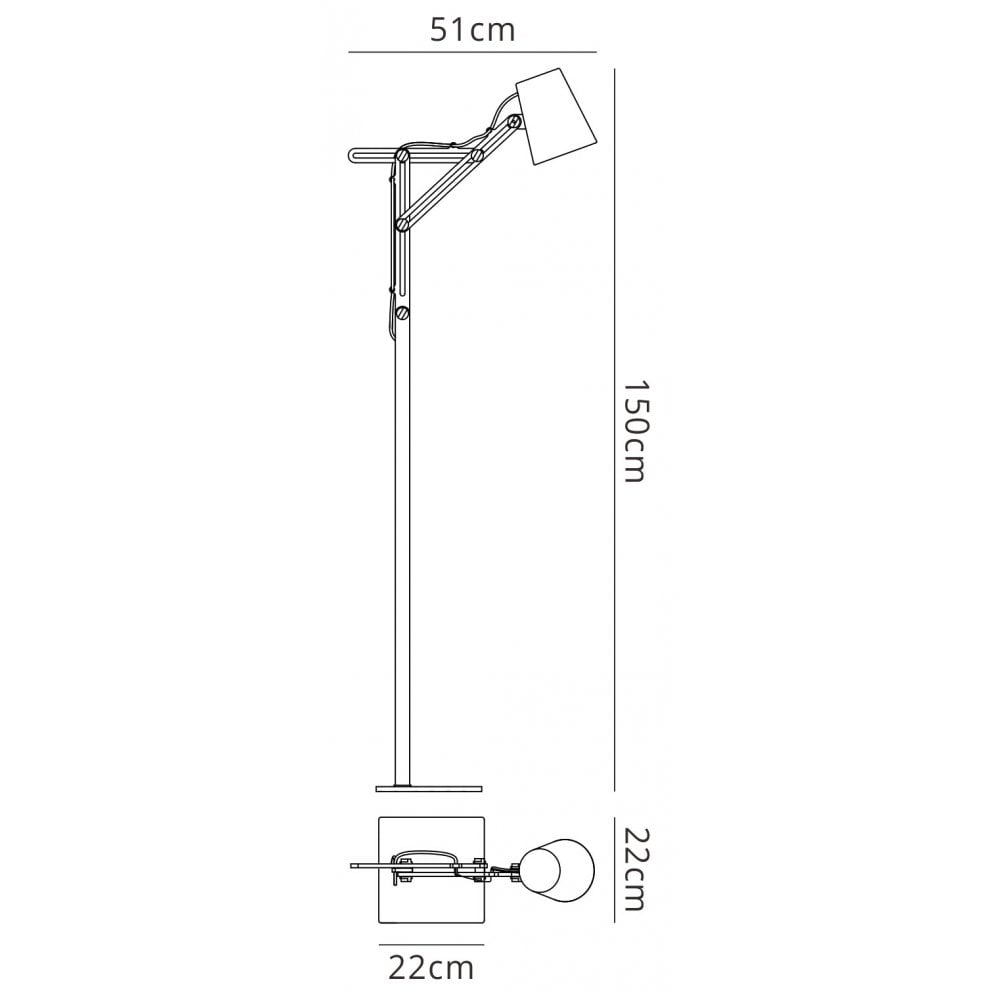 M3774 Looker Floor Lamp 1 Light E27 Matt White/Beech