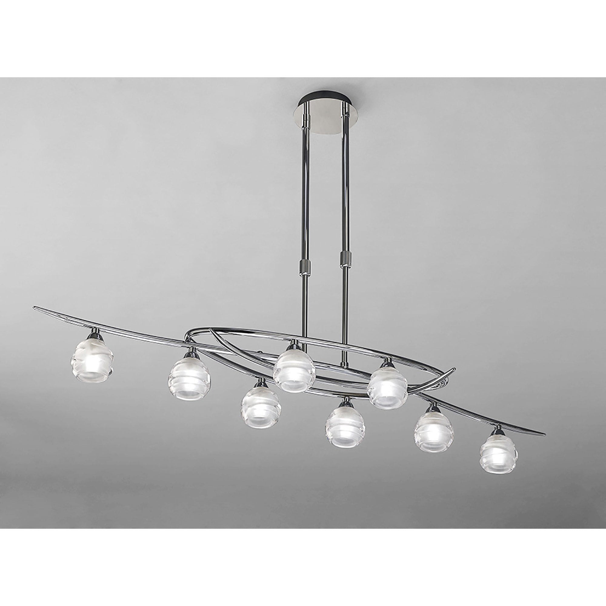 M1800 Loop Rectangular Telescopic 8 Light G9 ECO Line Polished Chrome
