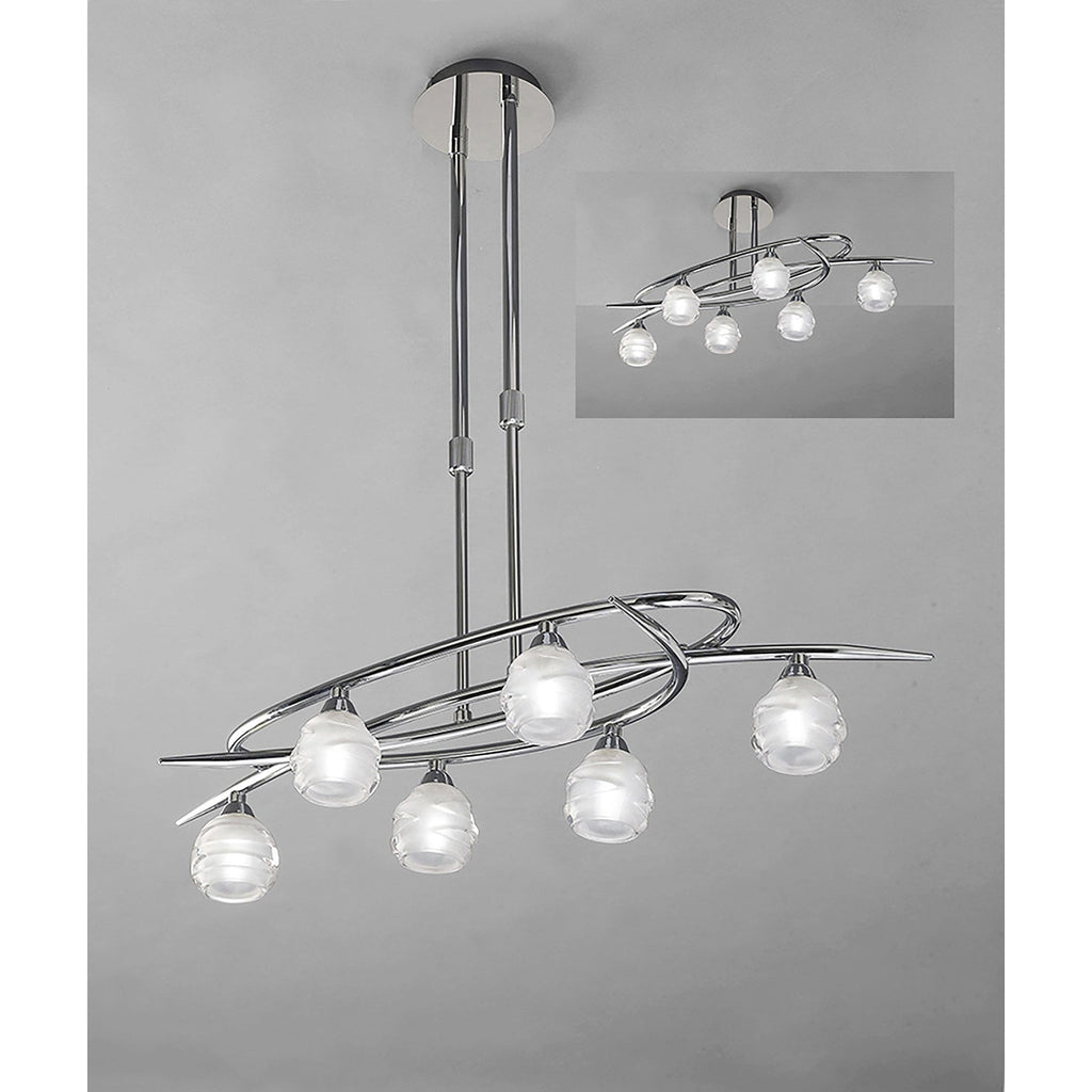M1801 Loop Rectangular Telescopic Convertible To Semi Flush 6 Light G9 ECO Polished Chrome