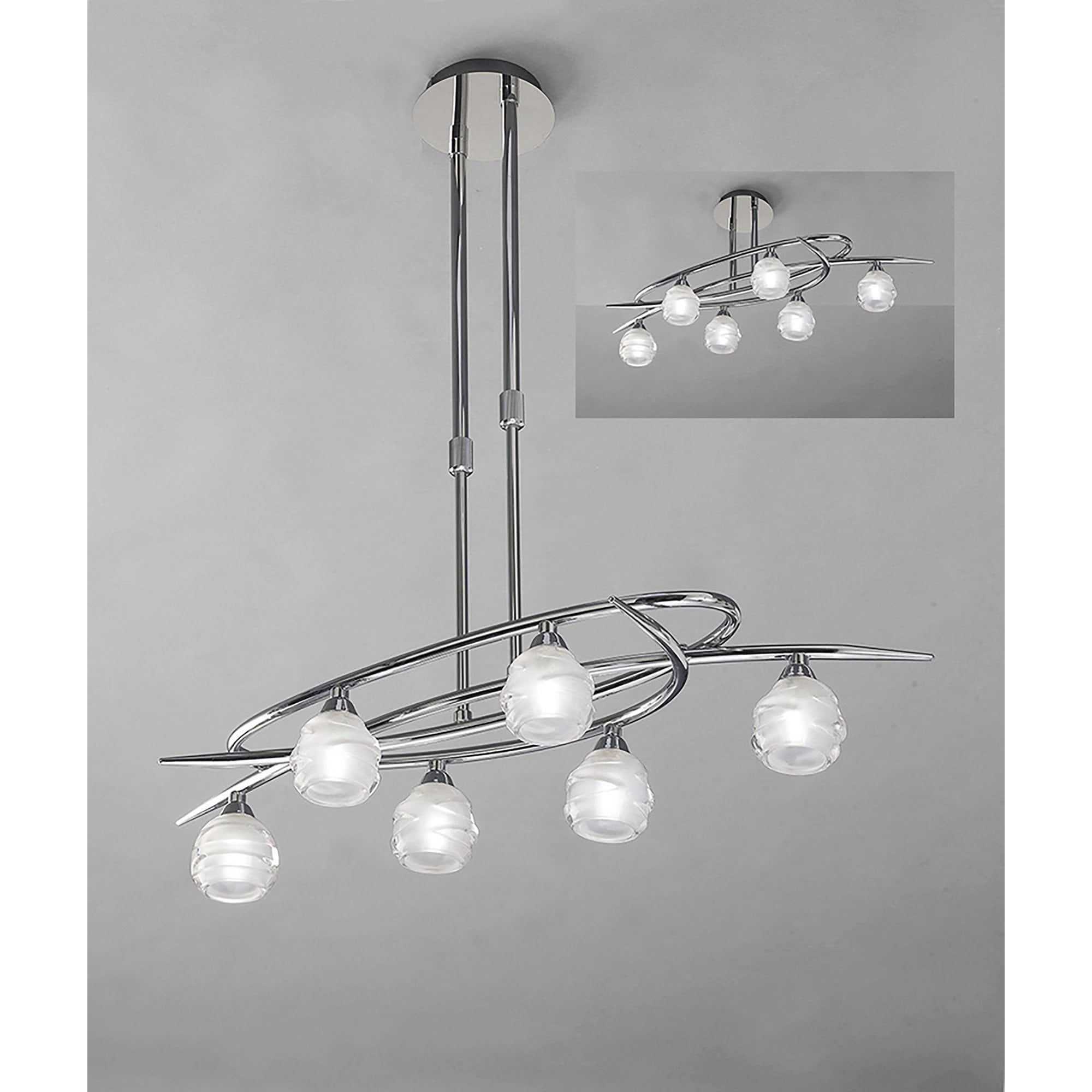 M1801 Loop Rectangular Telescopic Convertible To Semi Flush 6 Light G9 ECO Polished Chrome