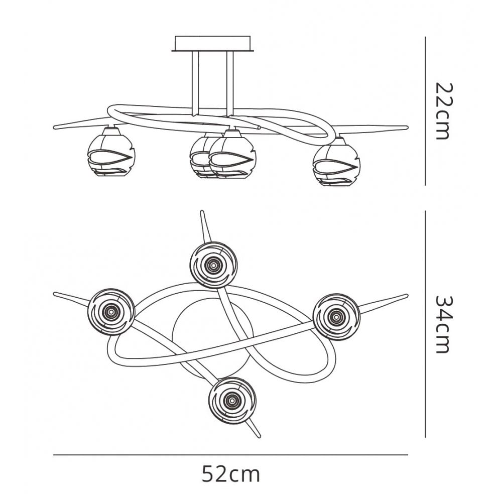 M1803 Loop Ceiling 4 Light G9 ECO Polished Chrome