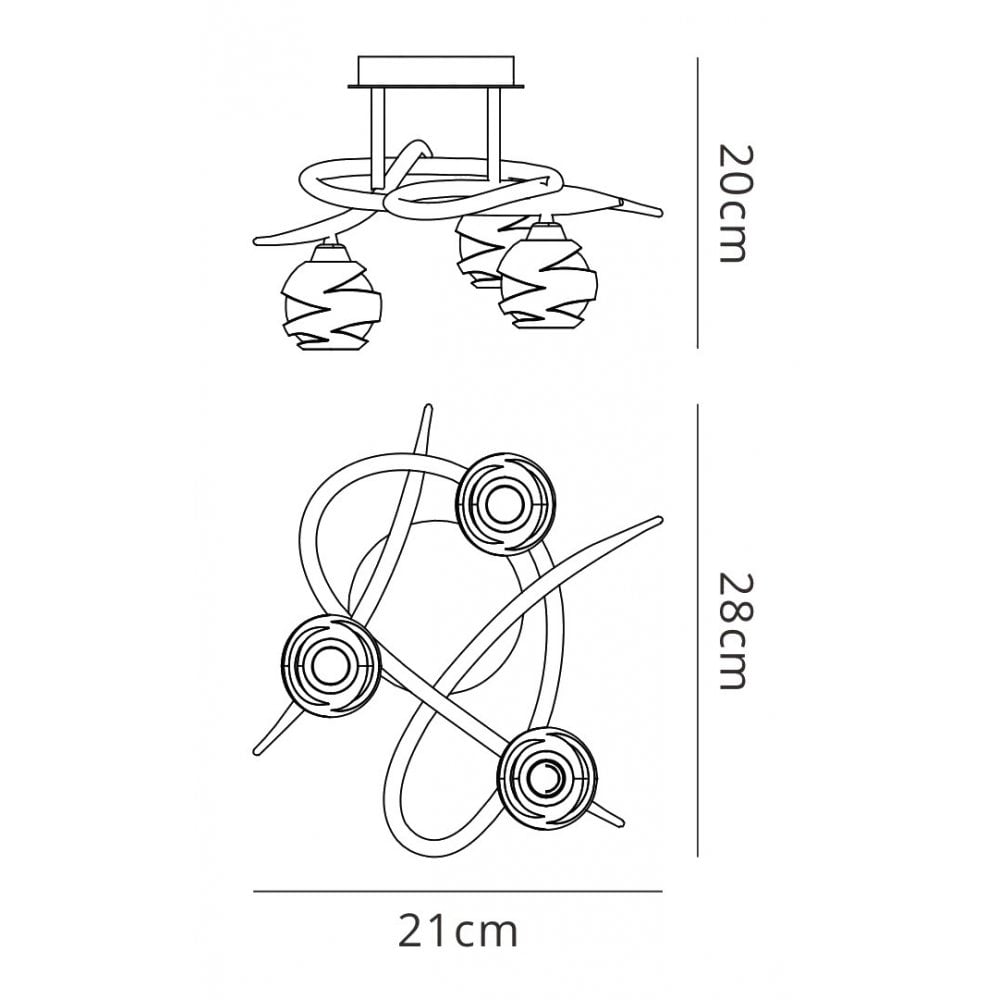 M1804 Loop Ceiling 3 Light G9 Polished Chrome