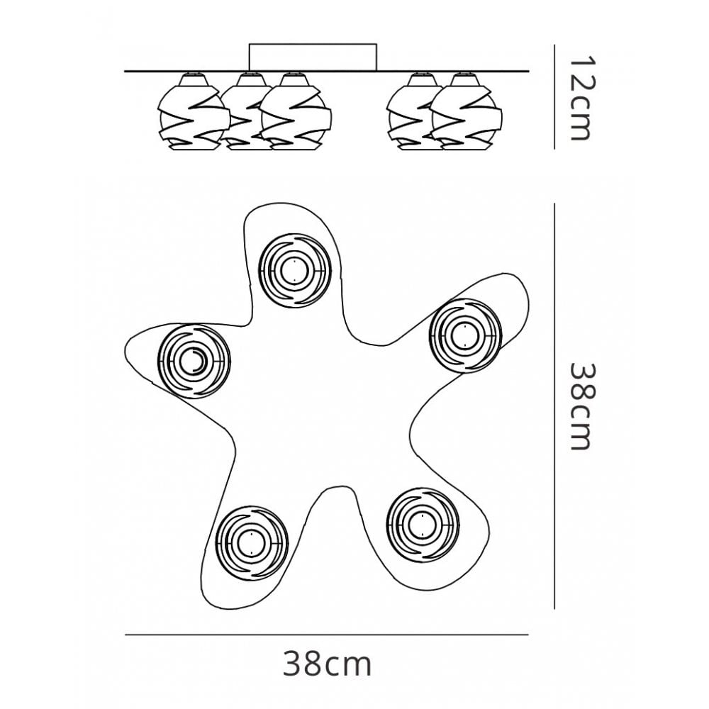 M1809 Loop Flush Ceiling 5 Light G9 ECO Polished Chrome