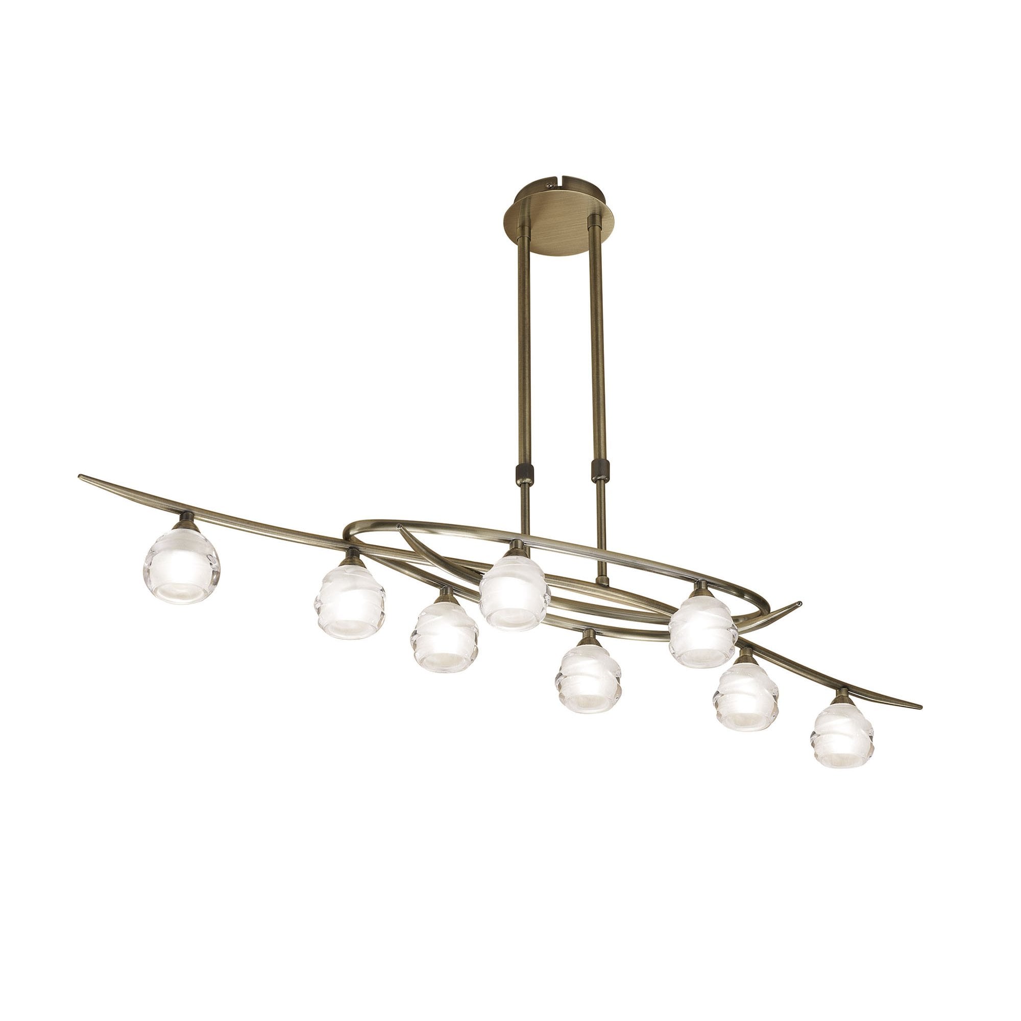 M1820 Loop Rectangular Telescopic 8 Light G9 ECO Line Antique Brass