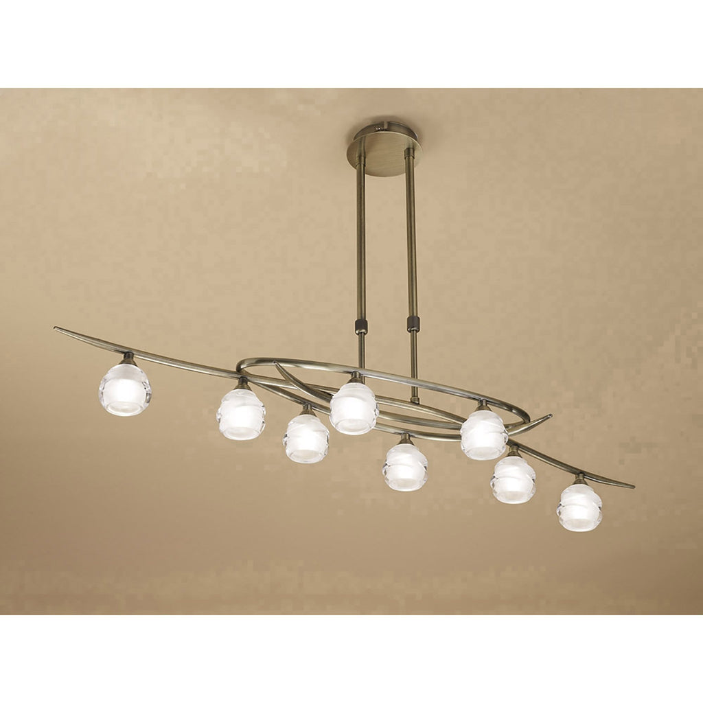 M1820 Loop Rectangular Telescopic 8 Light G9 ECO Line Antique Brass