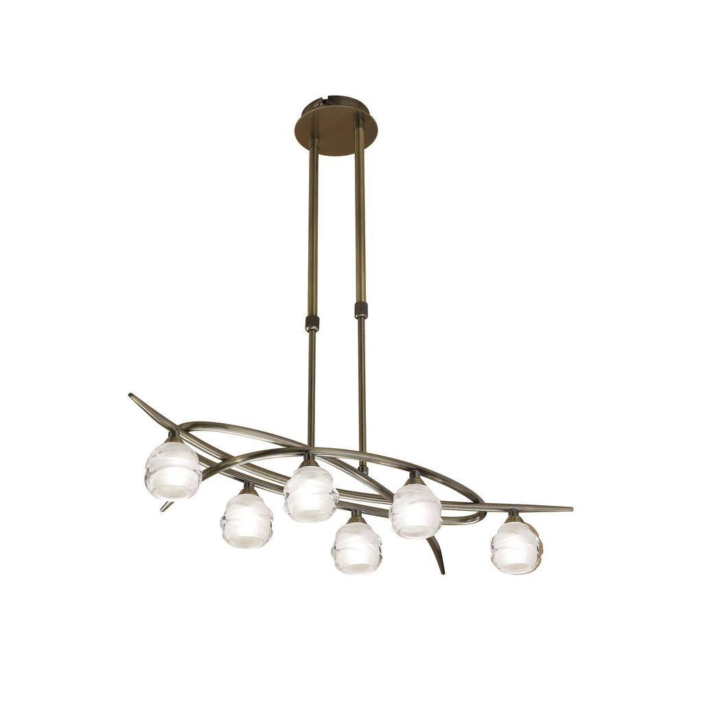 M1821 Loop Rectangular Telescopic Convertible To Semi Flush 6 Light G9 ECO Antique Brass