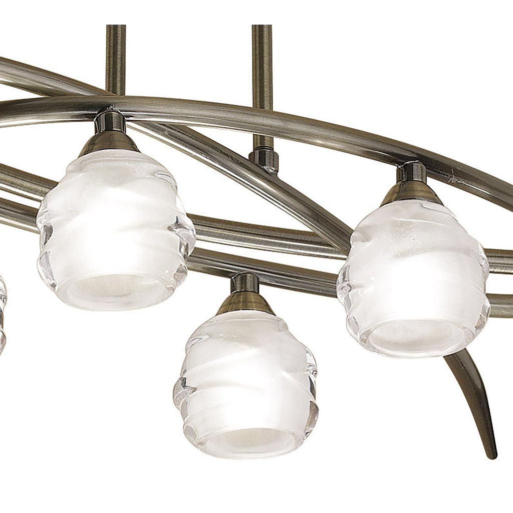 M1821 Loop Rectangular Telescopic Convertible To Semi Flush 6 Light G9 ECO Antique Brass