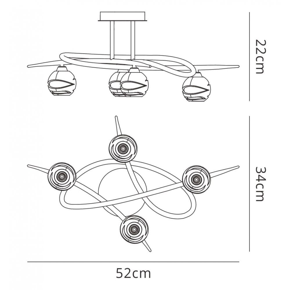 M1823 Loop Ceiling 4 Light G9 ECO Antique Brass