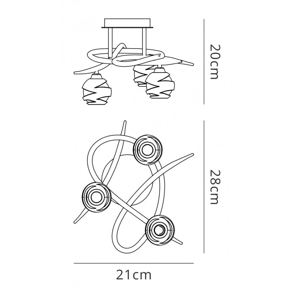 M1824 Loop Ceiling 3 Light G9 ECO Antique Brass
