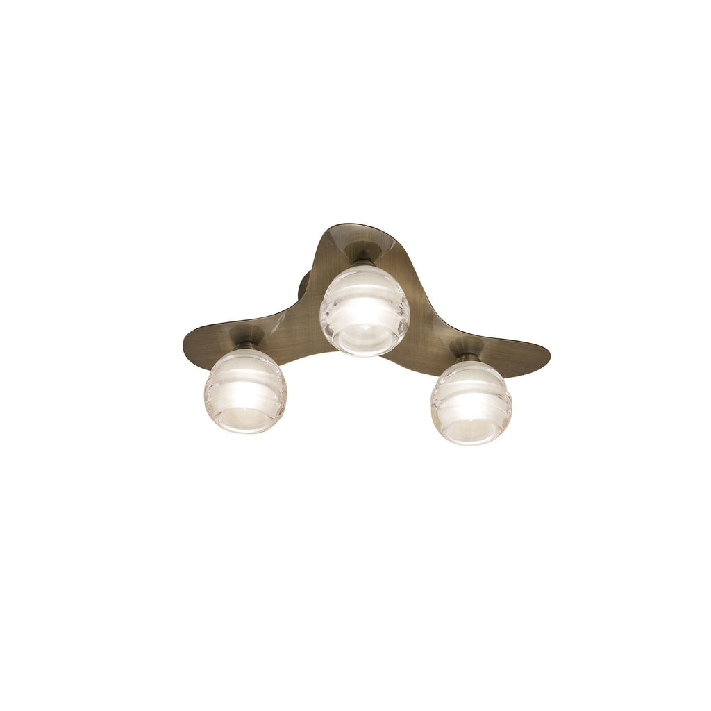 M1828 Loop Flush Ceiling 3 Light G9 ECO Antique Brass