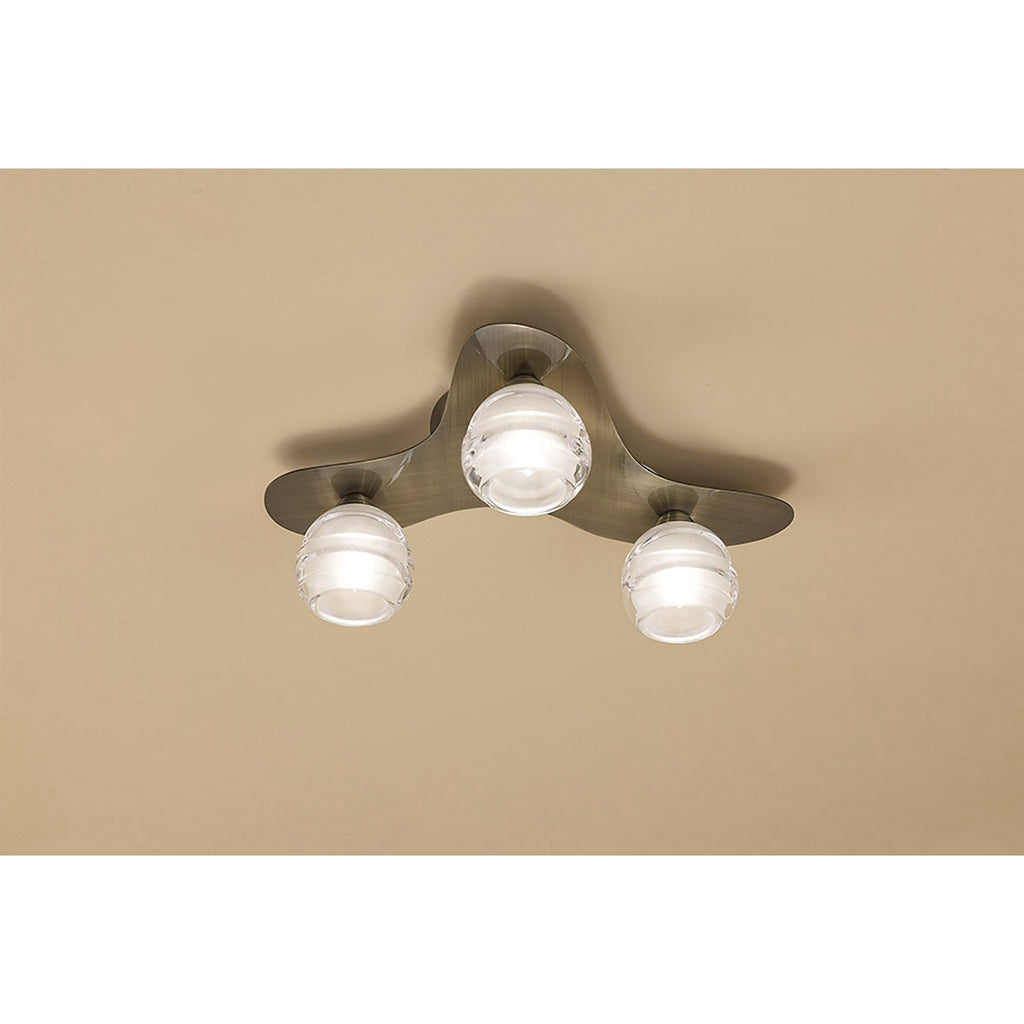 M1828 Loop Flush Ceiling 3 Light G9 ECO Antique Brass