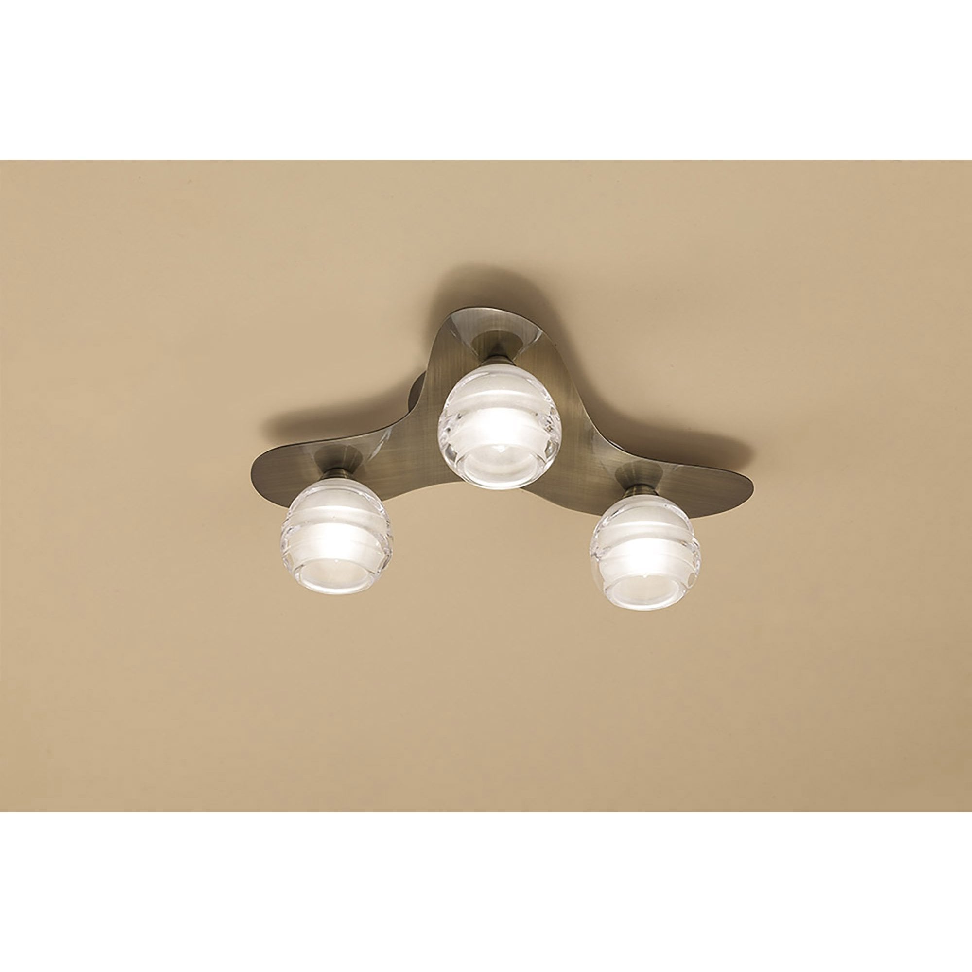 M1828 Loop Flush Ceiling 3 Light G9 ECO Antique Brass
