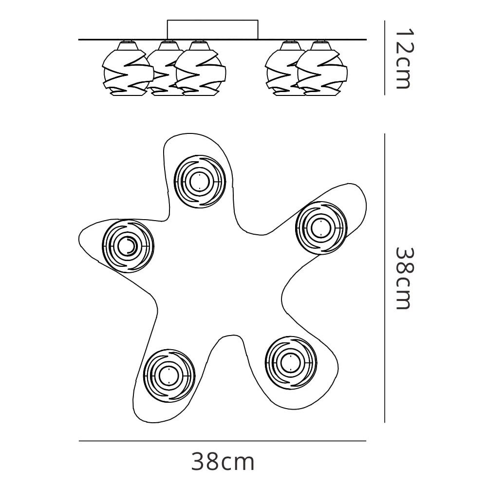 M1829 Loop Flush Ceiling 5 Light G9 ECO Antique Brass