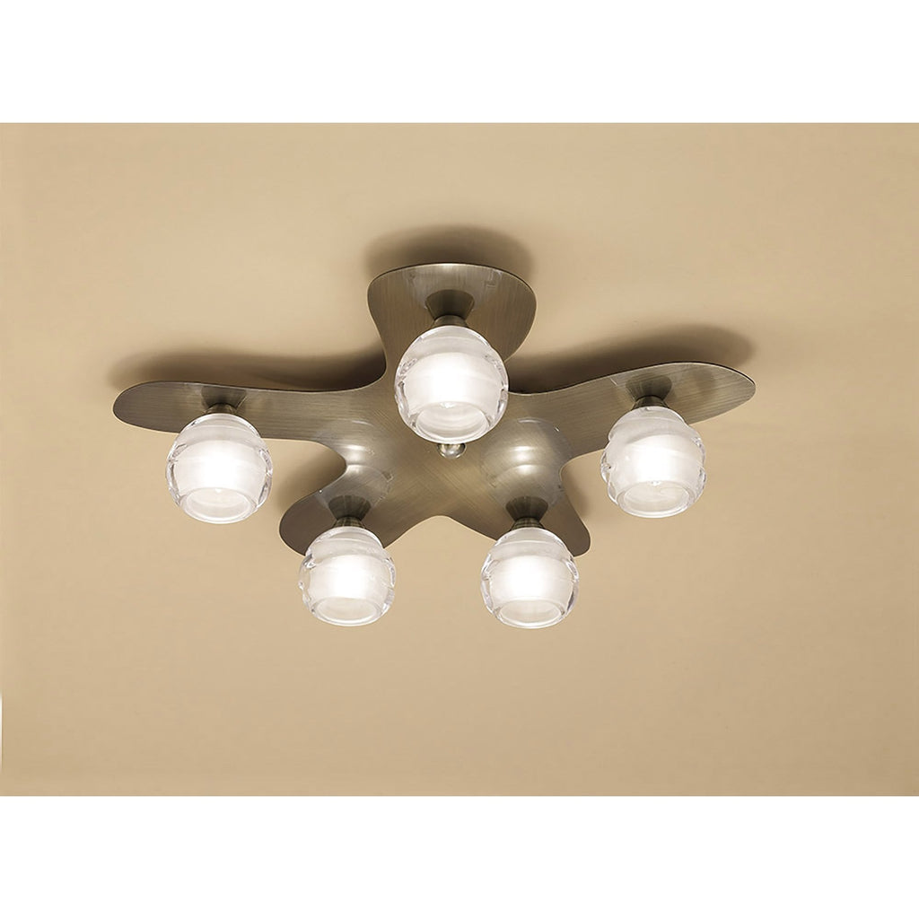 M1829 Loop Flush Ceiling 5 Light G9 ECO Antique Brass