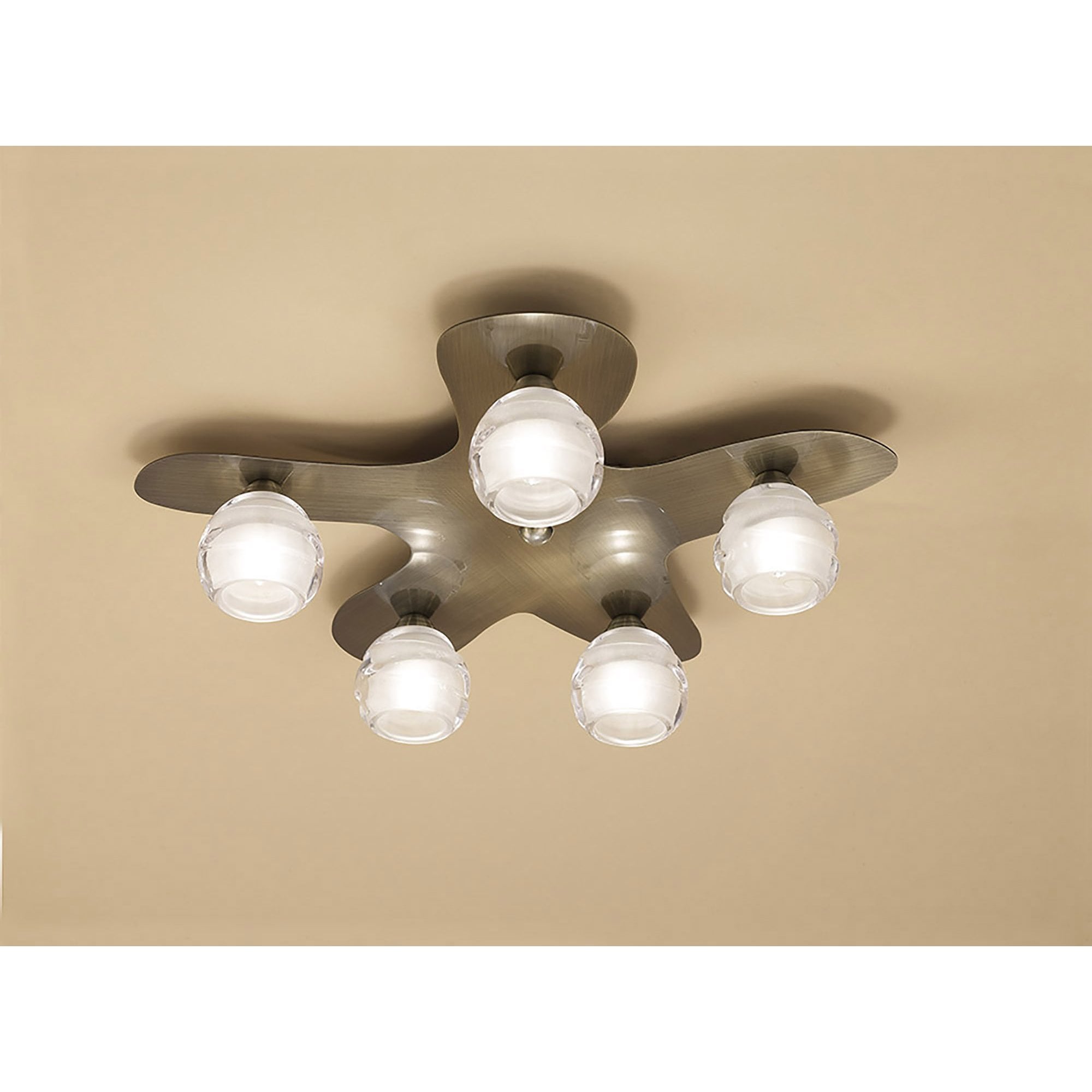 M1829 Loop Flush Ceiling 5 Light G9 ECO Antique Brass
