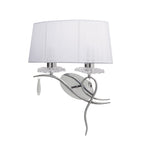 M5276/L Louise Wall Lamp Left 2 Light E27 White Shade Polished Chrome/Clear Crystal
