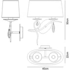 M5276/L Louise Wall Lamp Left 2 Light E27 White Shade Polished Chrome/Clear Crystal