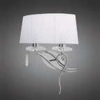 M5276/L Louise Wall Lamp Left 2 Light E27 White Shade Polished Chrome/Clear Crystal