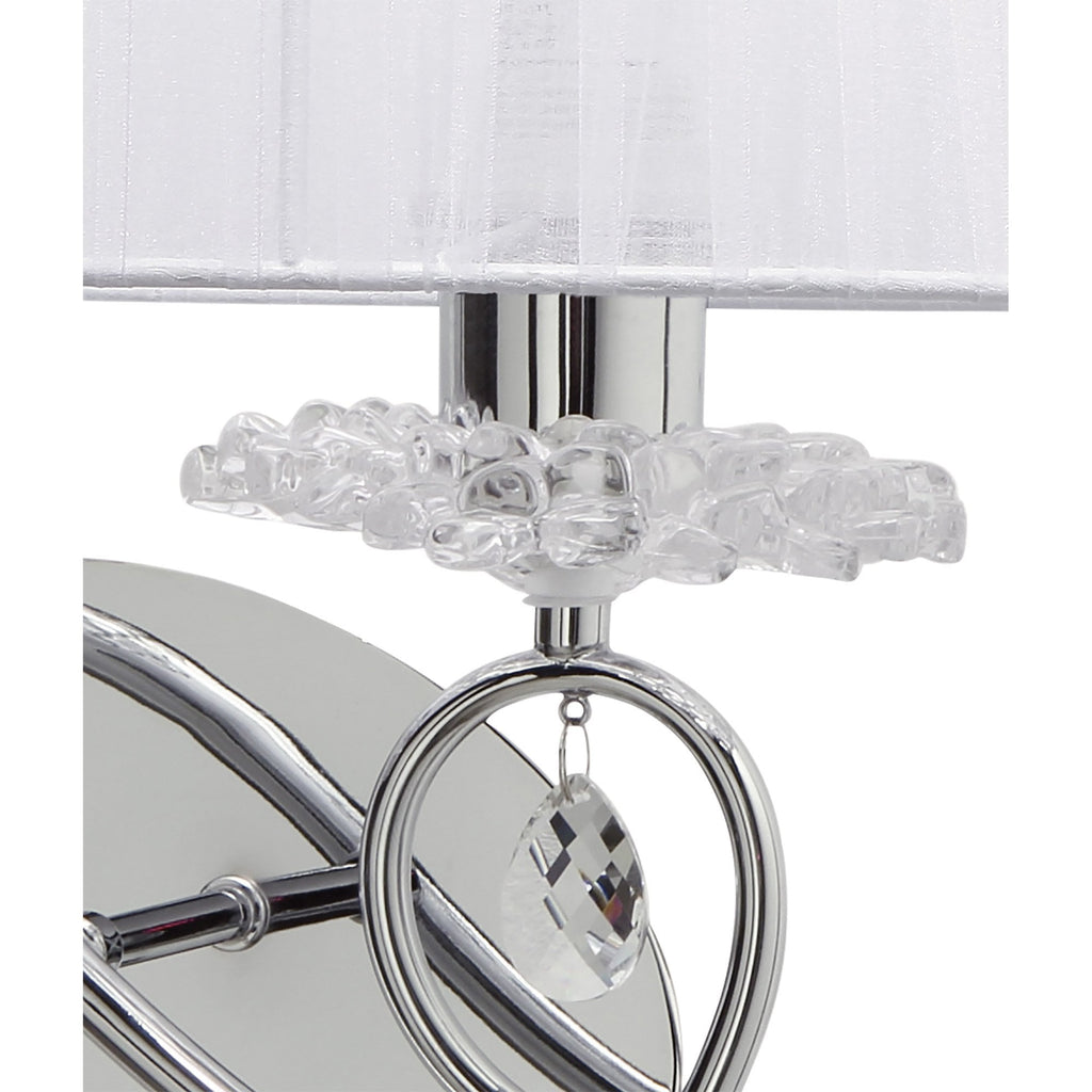 M5276/L Louise Wall Lamp Left 2 Light E27 White Shade Polished Chrome/Clear Crystal
