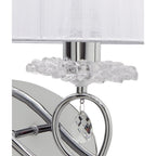 M5276/L Louise Wall Lamp Left 2 Light E27 White Shade Polished Chrome/Clear Crystal
