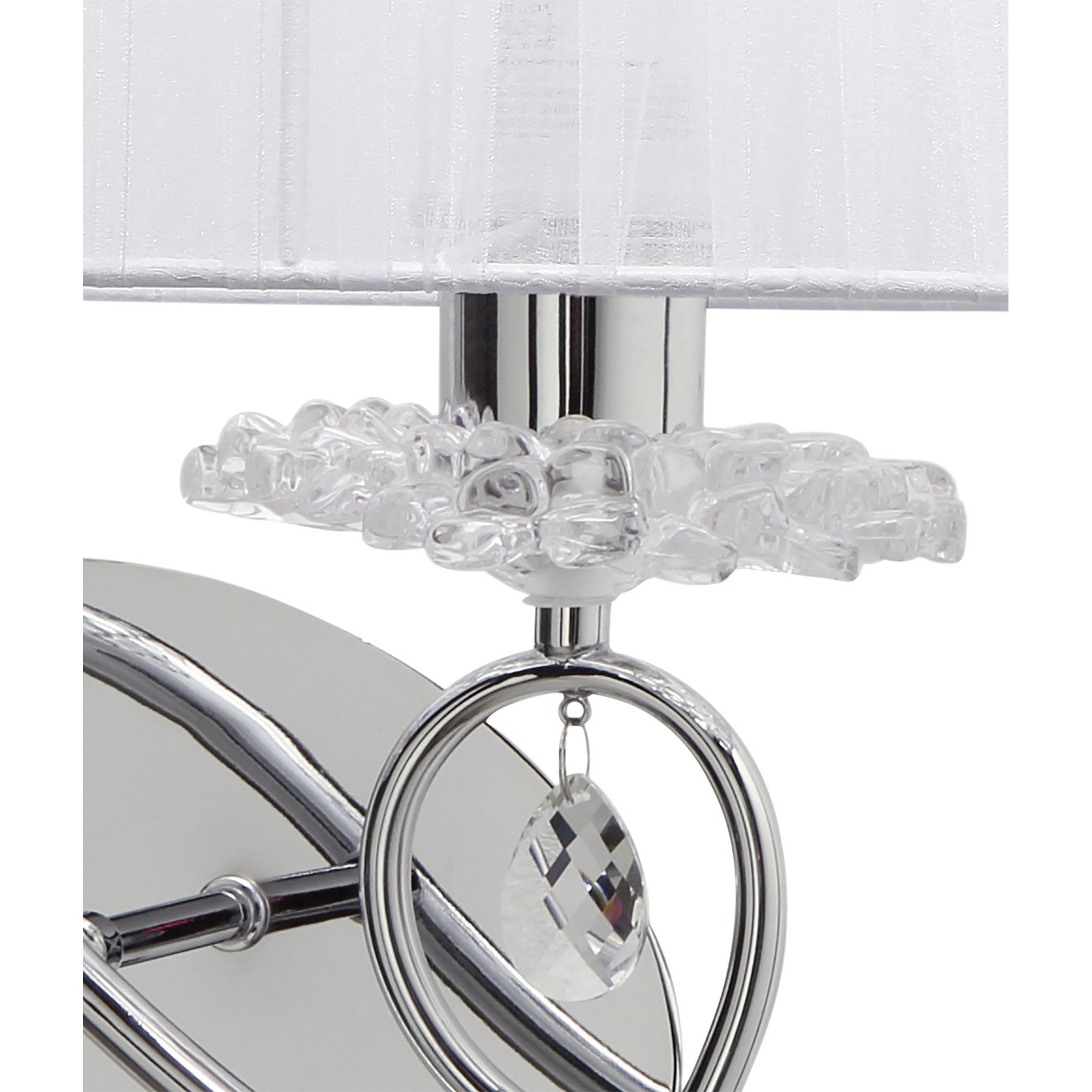M5276/L Louise Wall Lamp Left 2 Light E27 White Shade Polished Chrome/Clear Crystal