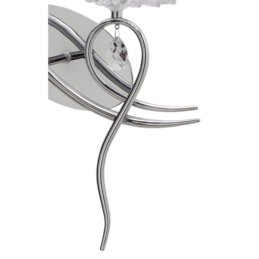 M5276/L Louise Wall Lamp Left 2 Light E27 White Shade Polished Chrome/Clear Crystal