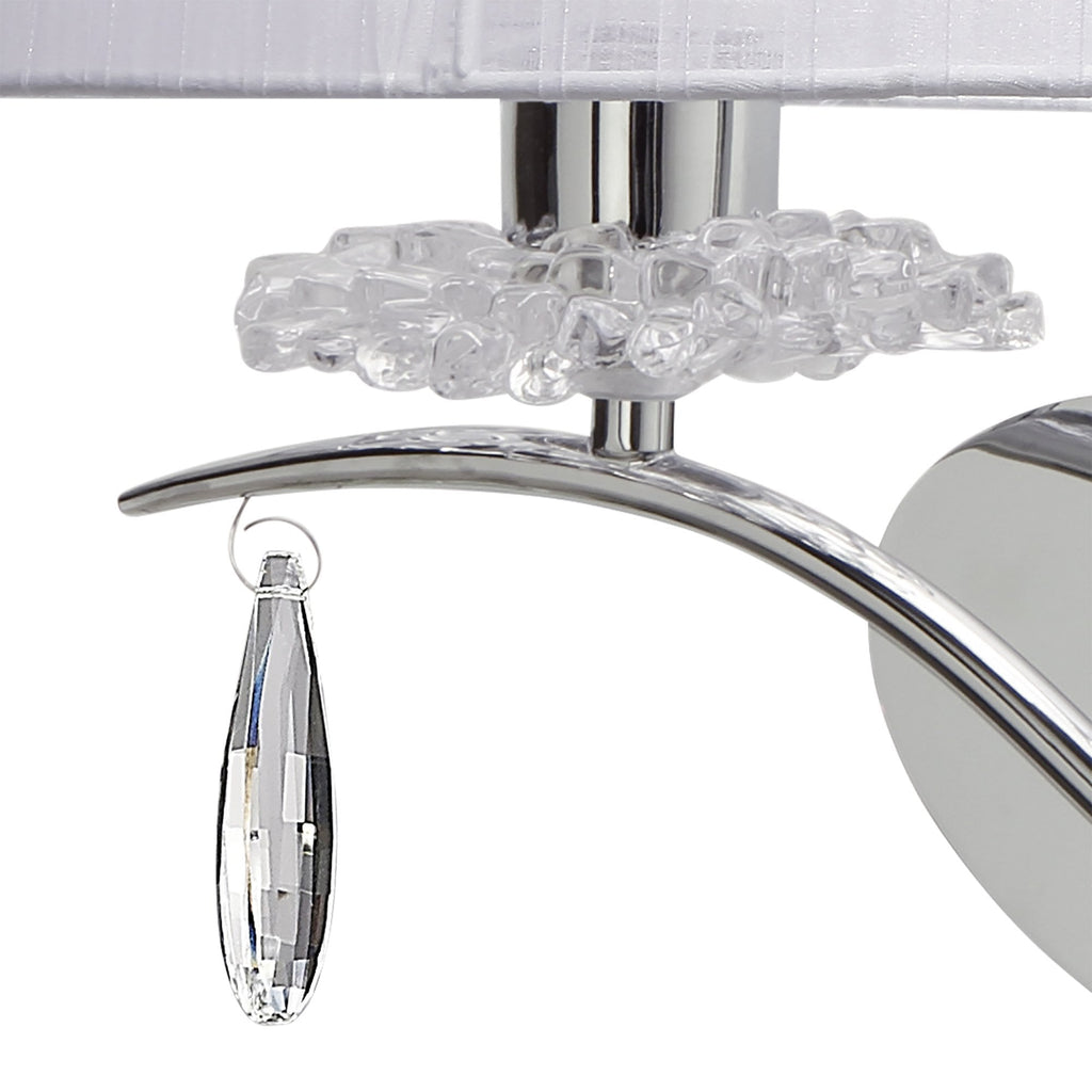 M5276/L Louise Wall Lamp Left 2 Light E27 White Shade Polished Chrome/Clear Crystal