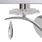 M5276/L Louise Wall Lamp Left 2 Light E27 White Shade Polished Chrome/Clear Crystal