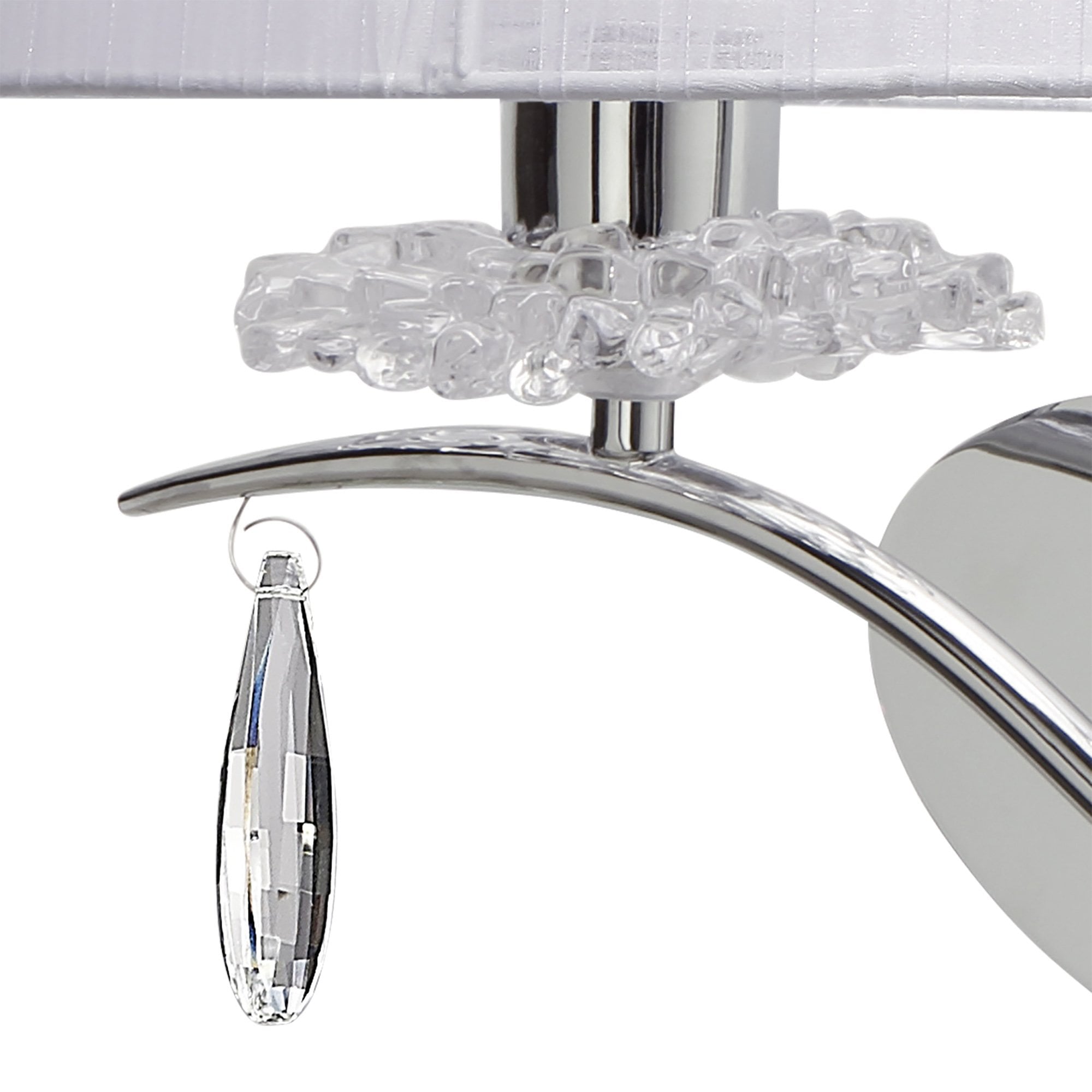 M5276/L Louise Wall Lamp Left 2 Light E27 White Shade Polished Chrome/Clear Crystal