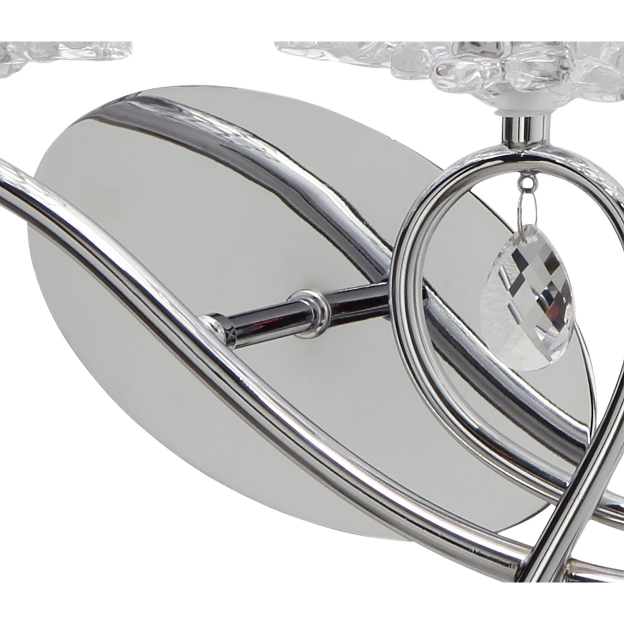 M5276/L Louise Wall Lamp Left 2 Light E27 White Shade Polished Chrome/Clear Crystal