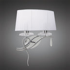 M5276 Louise Wall Lamp Right 2 Light E27 White Shade Polished Chrome / Clear Crystal
