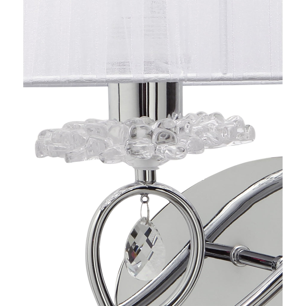 M5276 Louise Wall Lamp Right 2 Light E27 White Shade Polished Chrome / Clear Crystal