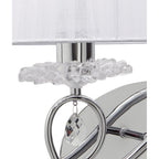 M5276 Louise Wall Lamp Right 2 Light E27 White Shade Polished Chrome / Clear Crystal