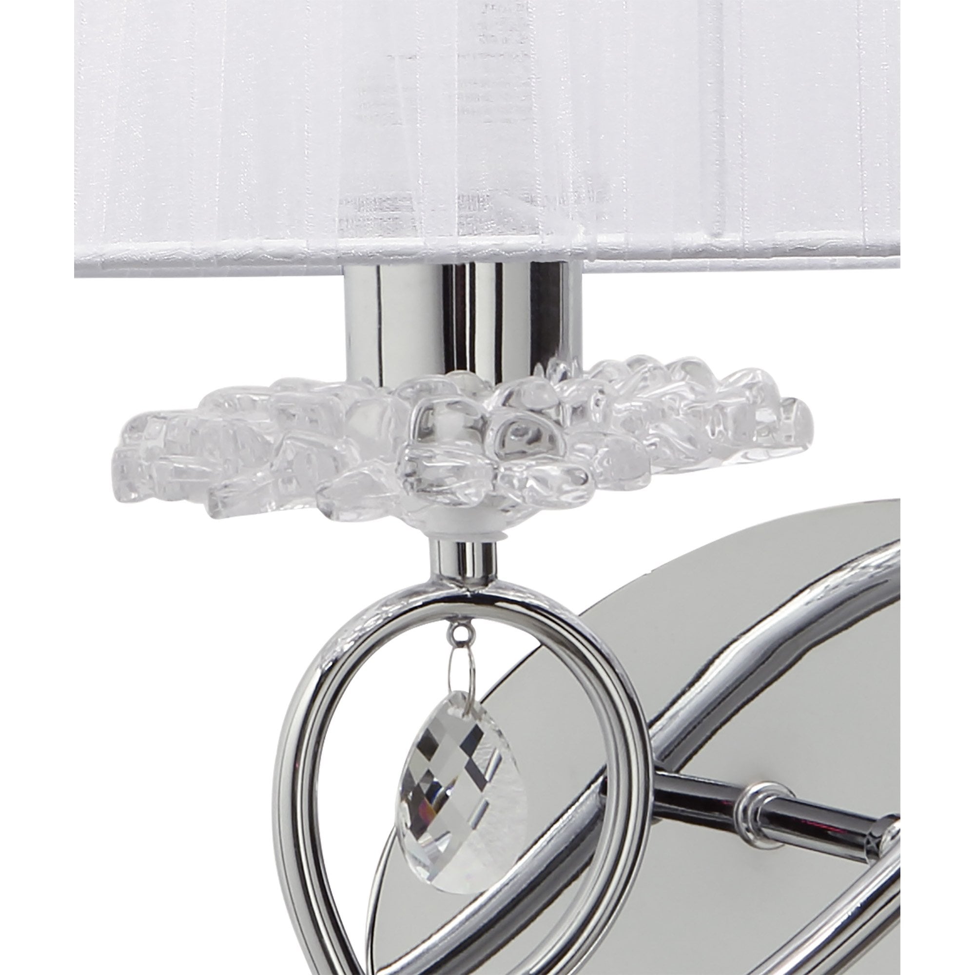 M5276 Louise Wall Lamp Right 2 Light E27 White Shade Polished Chrome / Clear Crystal
