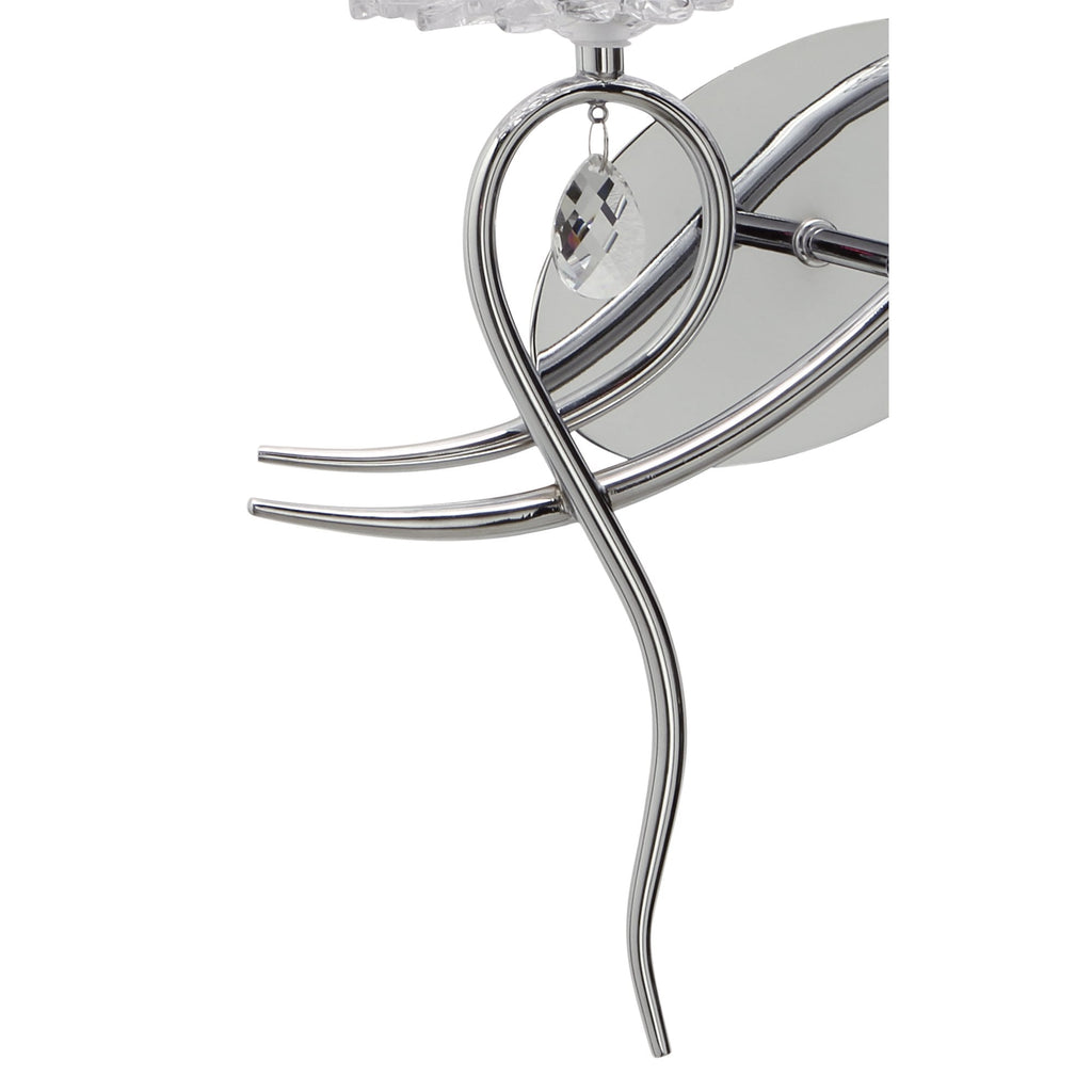 M5276 Louise Wall Lamp Right 2 Light E27 White Shade Polished Chrome / Clear Crystal