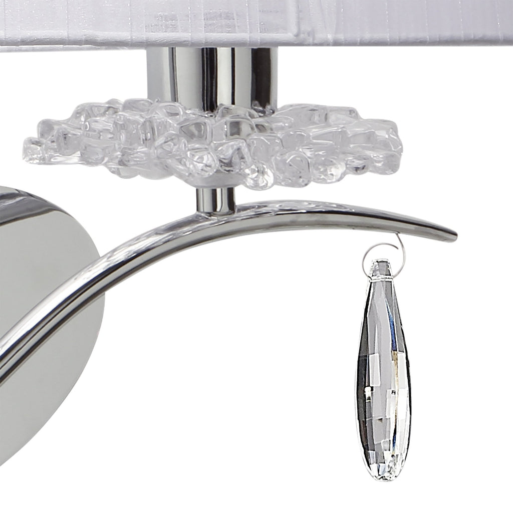 M5276 Louise Wall Lamp Right 2 Light E27 White Shade Polished Chrome / Clear Crystal