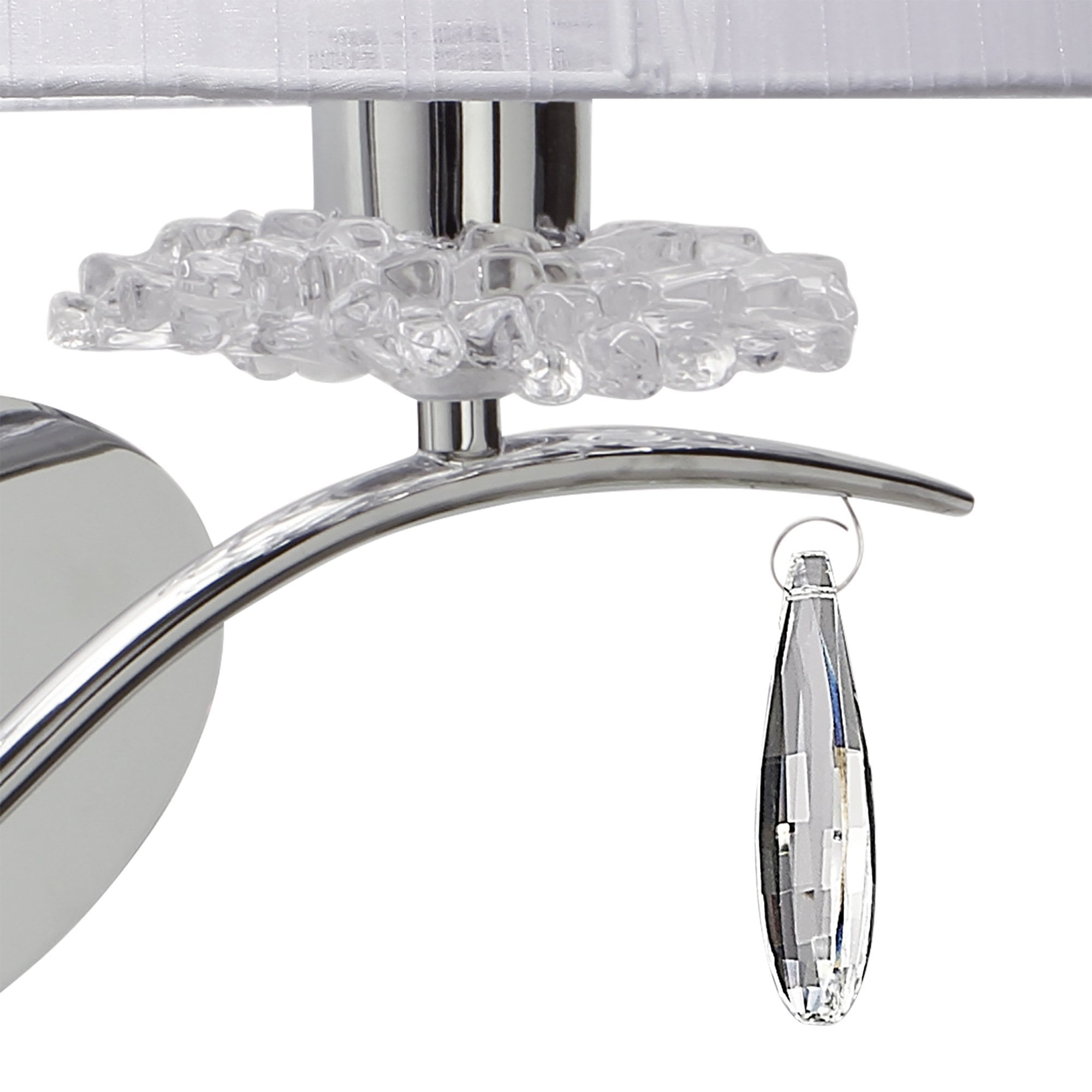 M5276 Louise Wall Lamp Right 2 Light E27 White Shade Polished Chrome / Clear Crystal