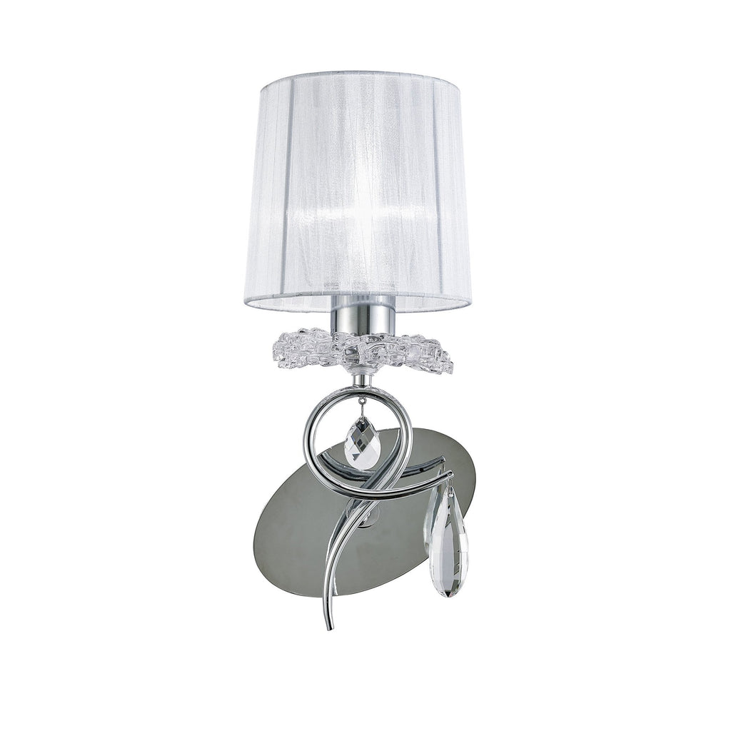 M5277 Louise Wall Lamp 1 Light E27 White Shade Polished Chrome / Clear Crystal