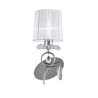 M5277 Louise Wall Lamp 1 Light E27 White Shade Polished Chrome / Clear Crystal