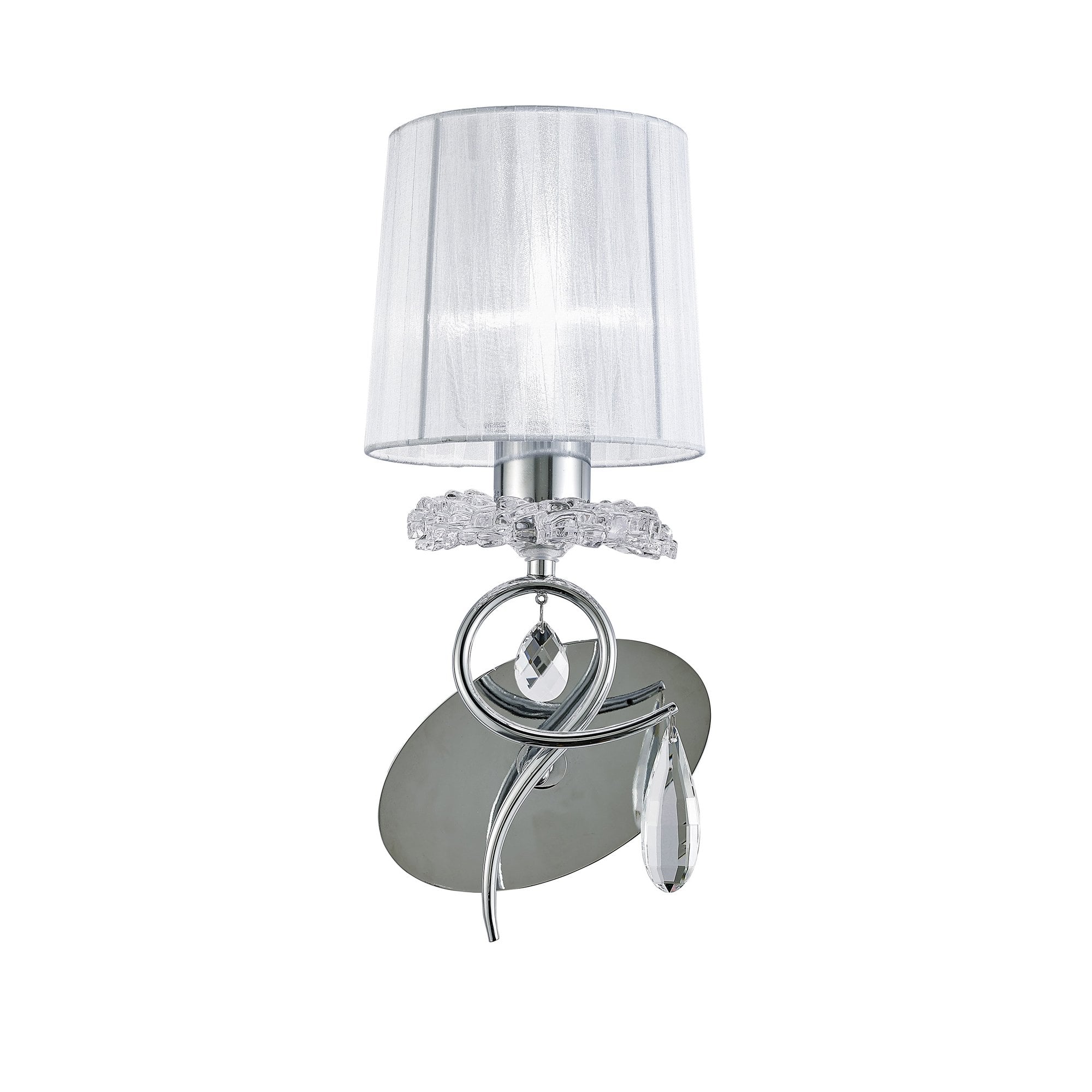 M5277 Louise Wall Lamp 1 Light E27 White Shade Polished Chrome / Clear Crystal