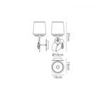 M5277 Louise Wall Lamp 1 Light E27 White Shade Polished Chrome / Clear Crystal