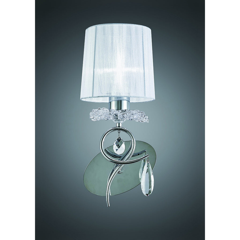 M5277 Louise Wall Lamp 1 Light E27 White Shade Polished Chrome / Clear Crystal