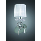 M5277 Louise Wall Lamp 1 Light E27 White Shade Polished Chrome / Clear Crystal