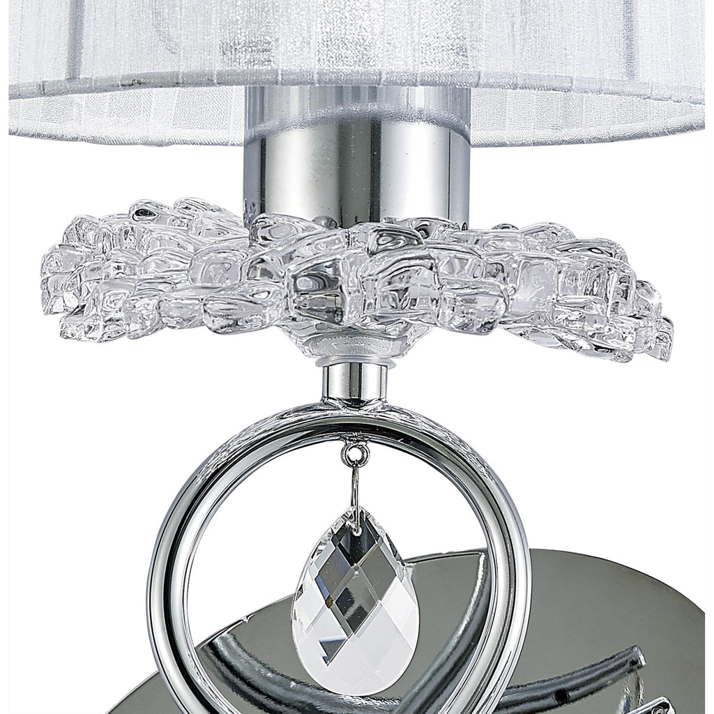 M5277 Louise Wall Lamp 1 Light E27 White Shade Polished Chrome / Clear Crystal