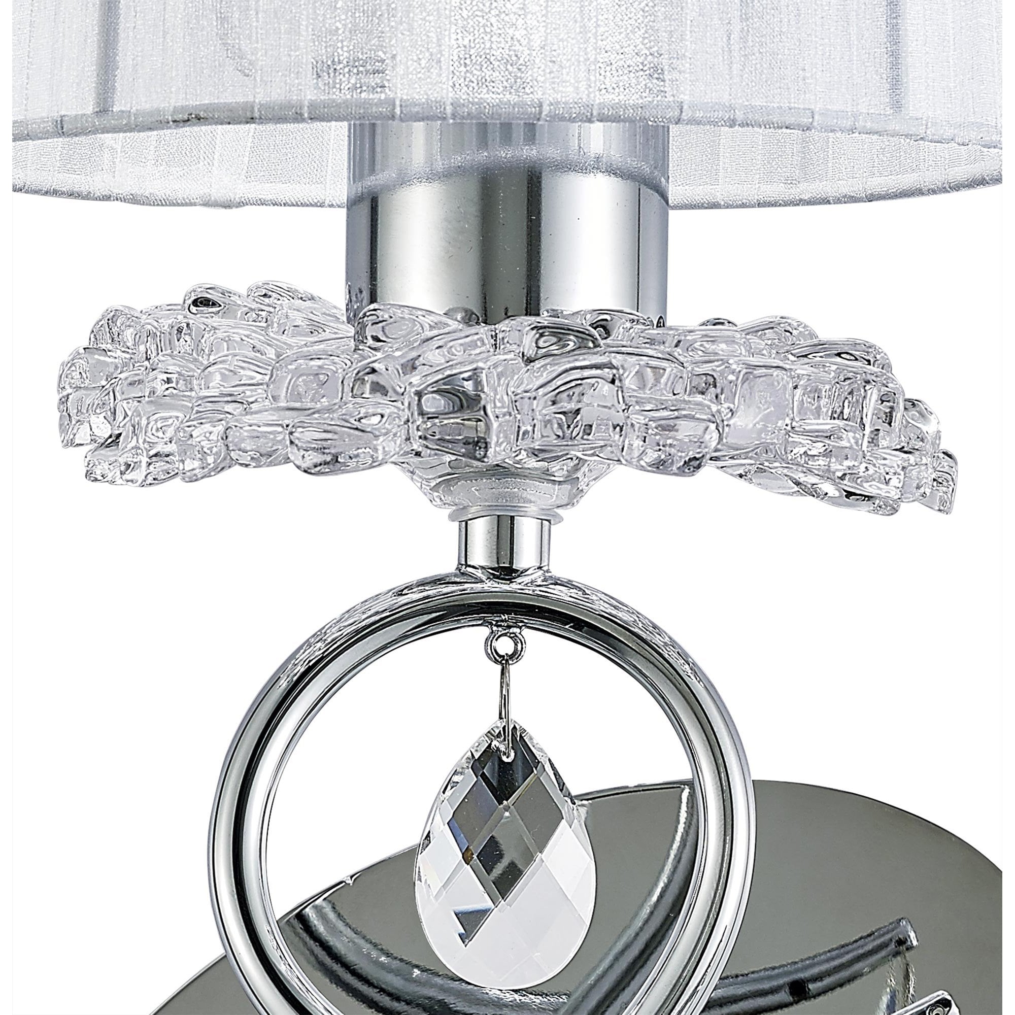 M5277 Louise Wall Lamp 1 Light E27 White Shade Polished Chrome / Clear Crystal