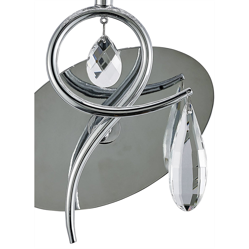 M5277 Louise Wall Lamp 1 Light E27 White Shade Polished Chrome / Clear Crystal